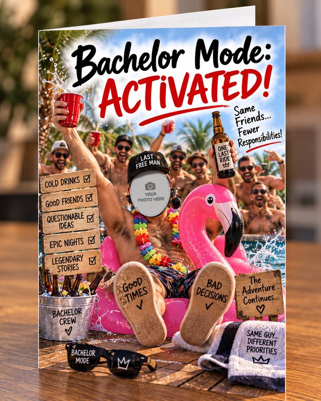 Example bachelor party card created with Cardello