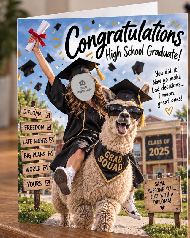 Example graduation congratulations card created with Cardello
