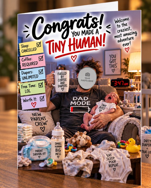 Example new baby congratulations card created with Cardello
