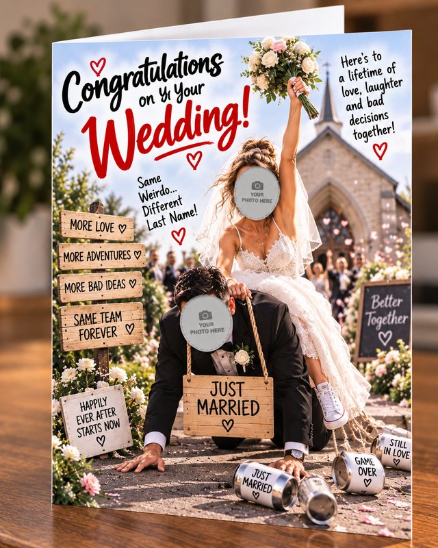 Example wedding congratulations card created with Cardello